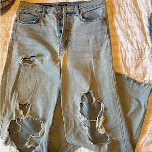 High waisted straight leg jeans